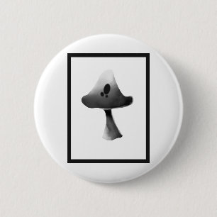 Black and White Mushroom Illustration Cartoon 6 Cm Round Badge