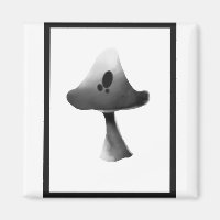 Black and White Mushroom Illustration Cartoon