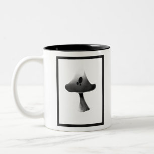 Black and White Mushroom Illustration Cartoon Two-Tone Coffee Mug