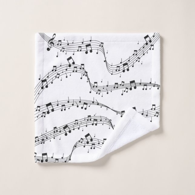Black and White music note Pattern musician   Bath Wash Cloth (Wash Cloth)