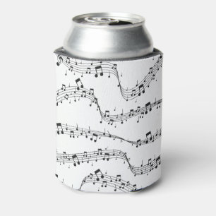 Black and White music note Pattern musician Can Cooler