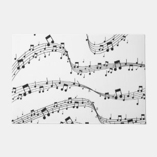 Black and White music note Pattern musician Doormat