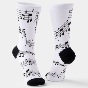 Black and White music note Pattern musician  Socks