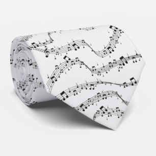 Black and White music note Pattern musician  Tie