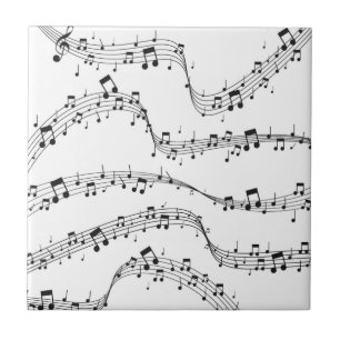 Black and White music note Pattern musician Tile