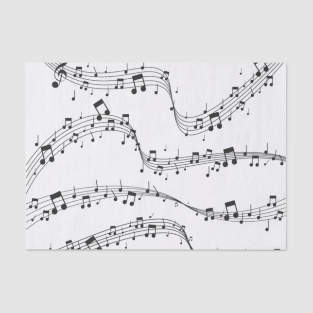 Black and White music note Pattern musician    Tissue Paper (Front)