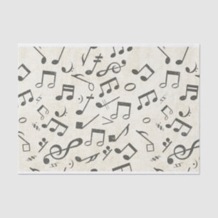 Black and White music note Pattern musician Tissue Paper