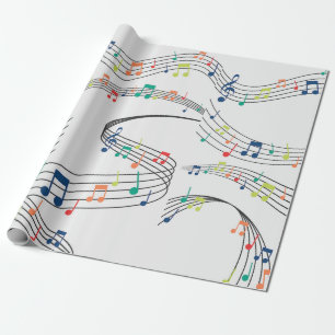 Black and White music note Pattern musician  Wrapping Paper