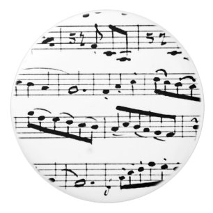 Black and white music notes ceramic knob