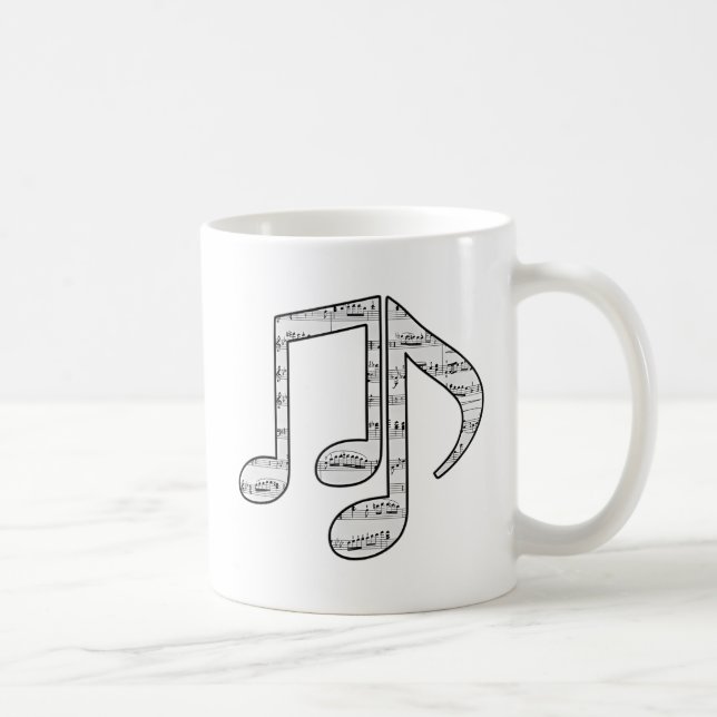 Black and White Music Notes Coffee Mug (Right)