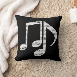 Black and White Music Notes Cushion