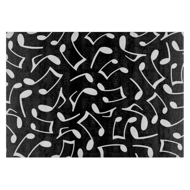 Black and White Music Notes Cutting Board (Front)