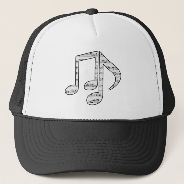 Black and White Music Notes Hat (Front)