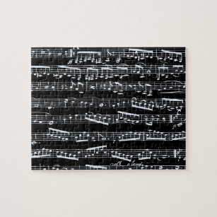Black and white music notes jigsaw puzzle