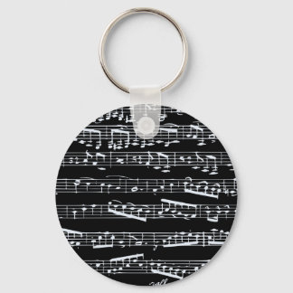 Black and white music notes key ring