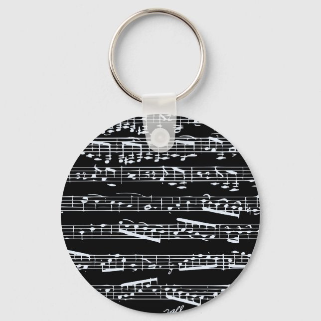 Black and white music notes key ring (Front)
