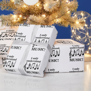 Black and White Music Notes Musician Birthday Wrapping Paper