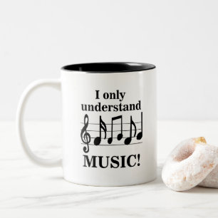 Black and White Music Notes Musician  Two-Tone Coffee Mug