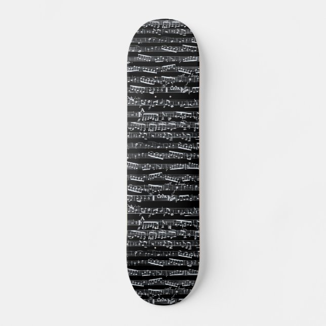 Black and white music notes skateboard (Front)