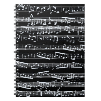Black and white music notes spiral notebook