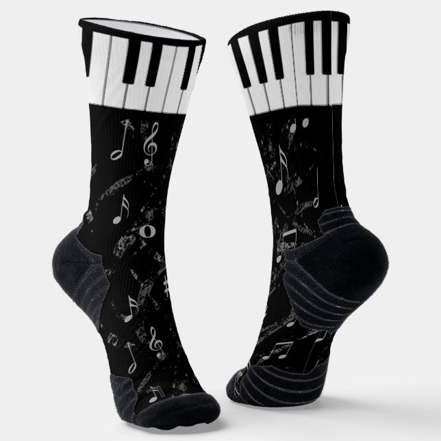 Black And White Music Socks (Angled)