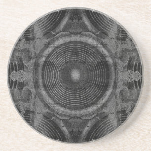 Black and white music speakers coaster