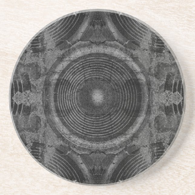 Black and white music speakers coaster (Front)