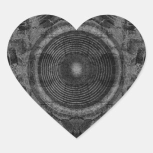 Black and white music speakers heart sticker