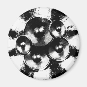 Black and white music speakers magnet
