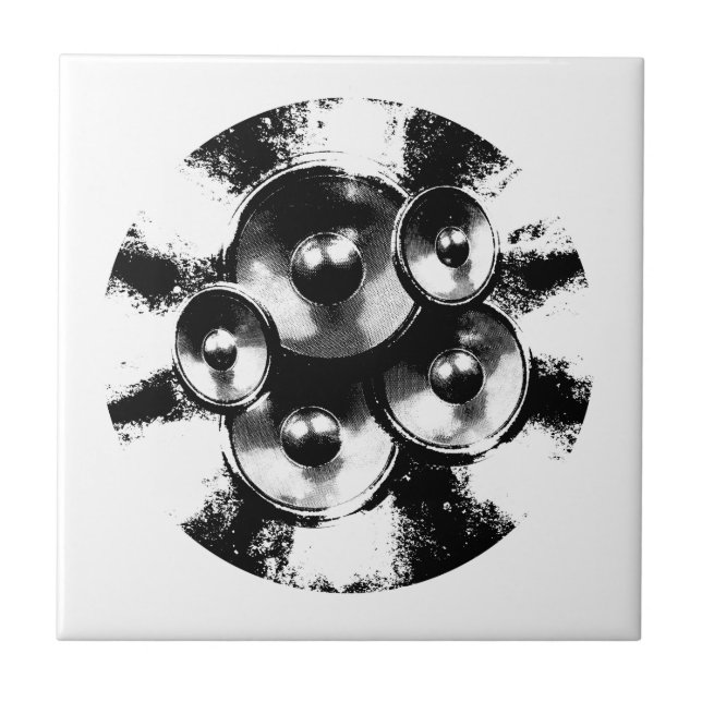 Black and white music speakers tile (Front)