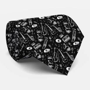 Black and white musical instruments tie