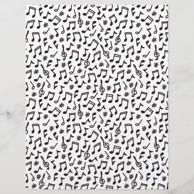 Black and white musical note music scrapbook paper (Front)