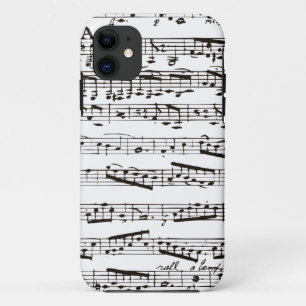 Black and white musical notes iPhone 11 case