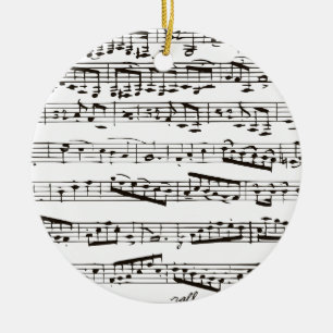 Black and white musical notes ceramic tree decoration