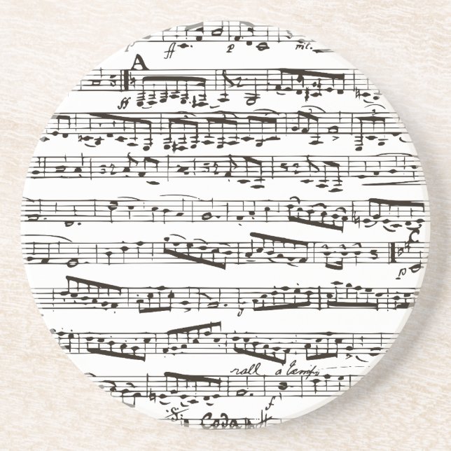 Black and white musical notes coaster (Front)