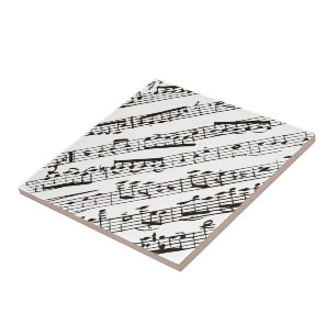 Black and white musical notes diagonal tile
