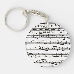 Black and white musical notes key ring