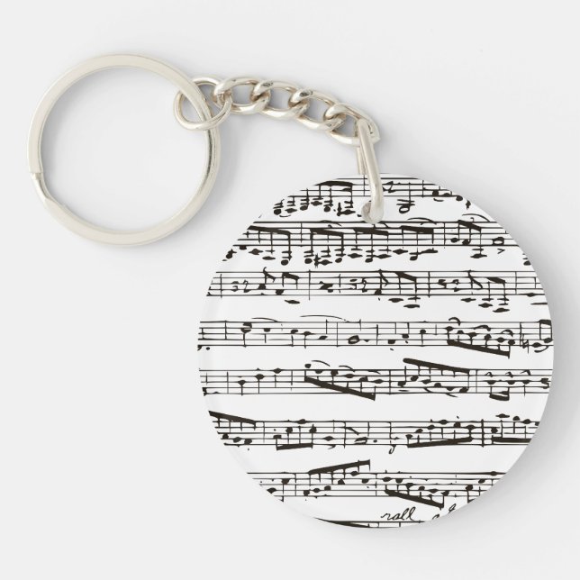 Black and white musical notes key ring (Front)