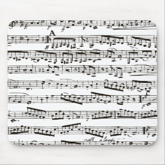 Black and white musical notes mouse pad