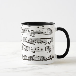 Black and white musical notes mug