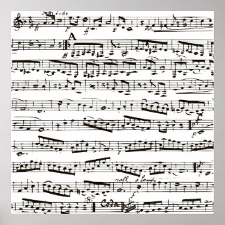 Black and white musical notes poster