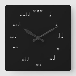 Black and white Musical notes Square Wall Clock