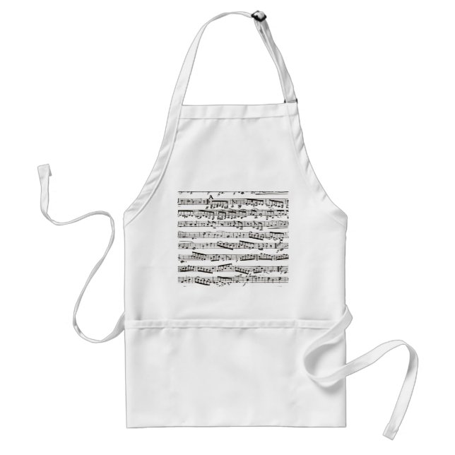 Black and white musical notes standard apron (Front)
