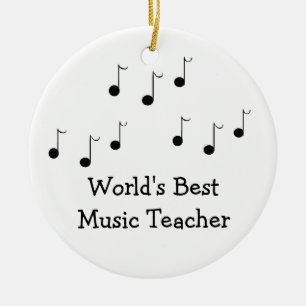 Black and White Musical Notes Teacher Ceramic Tree Decoration