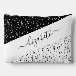 Black and white musical personalised accessory pouch