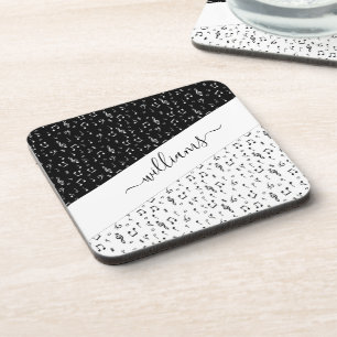 Black and white musical personalised coaster