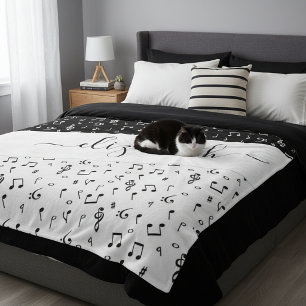 Black and white musical personalised   fleece blanket