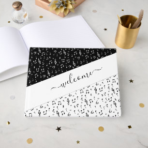 Black and white musical personalised guest book
