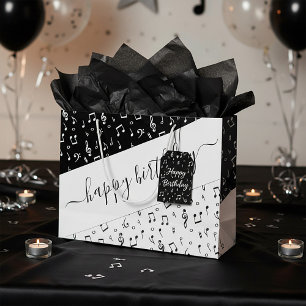 Black and white musical personalised  large gift bag