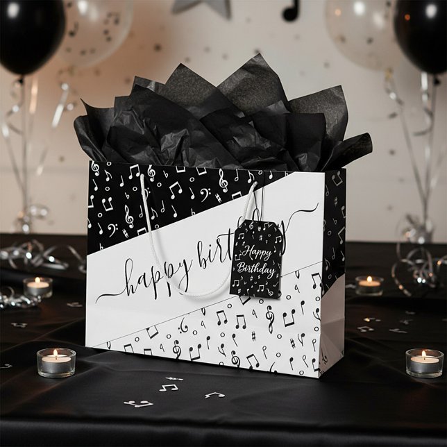 Black and white musical personalised  large gift bag (Creator Uploaded)